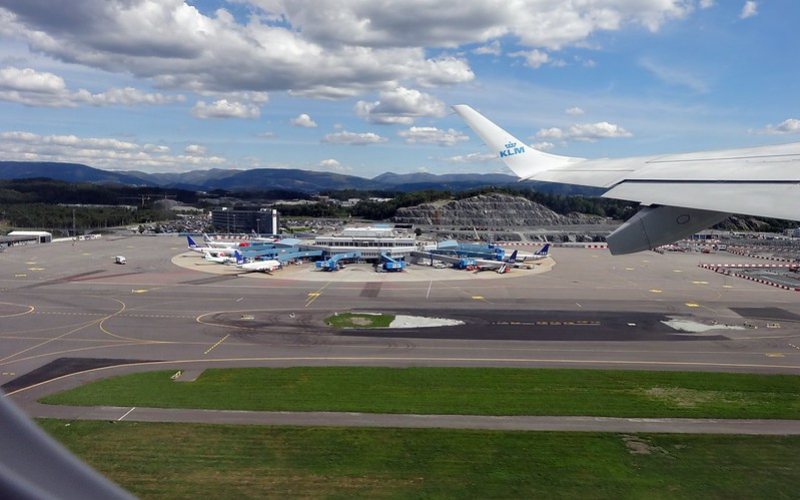 Bergen Airport with so many planes on the ground.