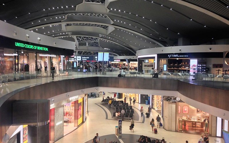 People walking in Fiumicino airport Rome