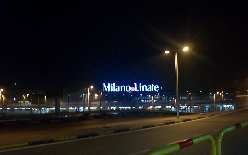 Night view at Milano Linate airport 