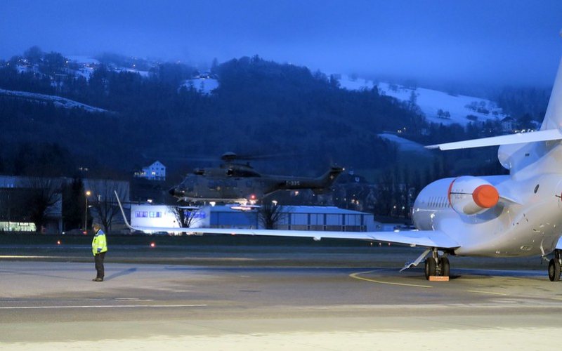 White color plane standing at St GallenAltenrhein Airport