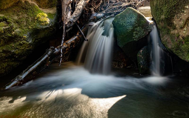 Beautiful waterfall in Mullerthal region in Luxembourg