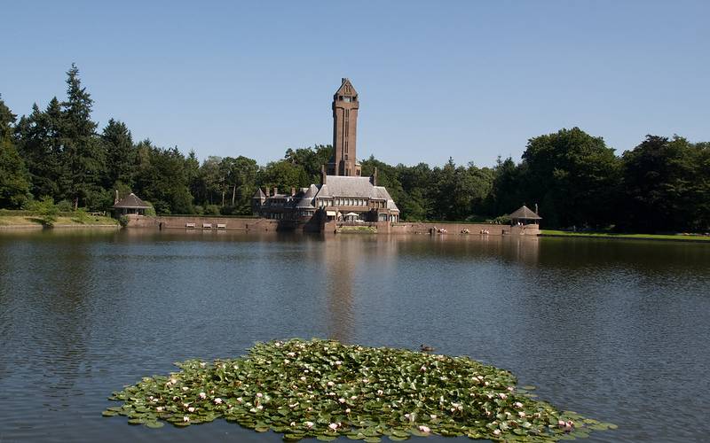 View of Hoge Veluwe National Park infront of a river,