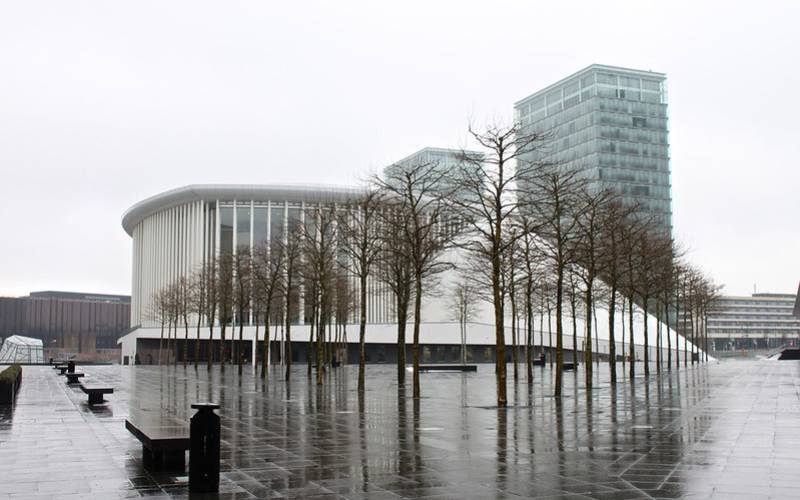 A huge building known as Philharmonie Luxembourg where music concerts take place.