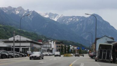 A car on the road of Liechtenstein