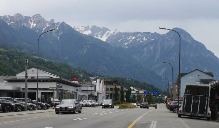 A car on the road of Liechtenstein