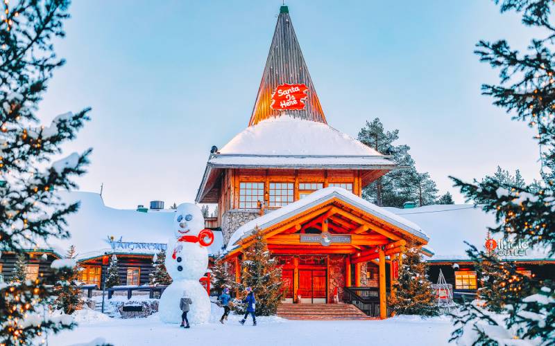 Snowman at Santa Office at Santa Claus Village in Finland.