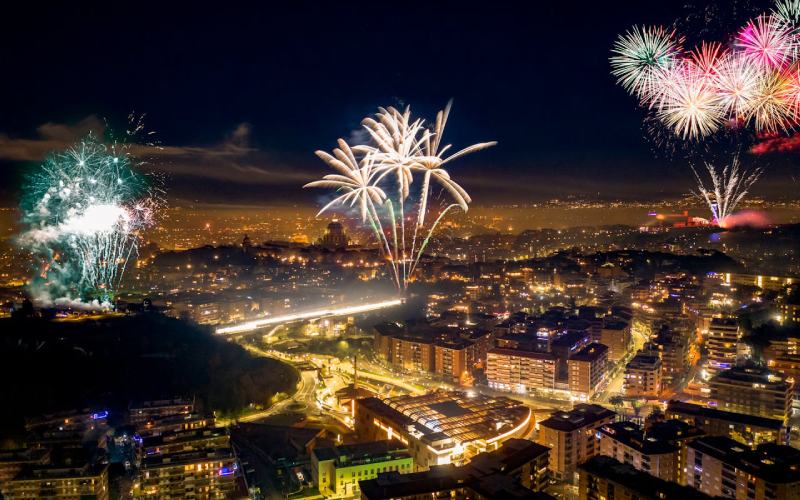 New Year fireworks in Rome, Italy