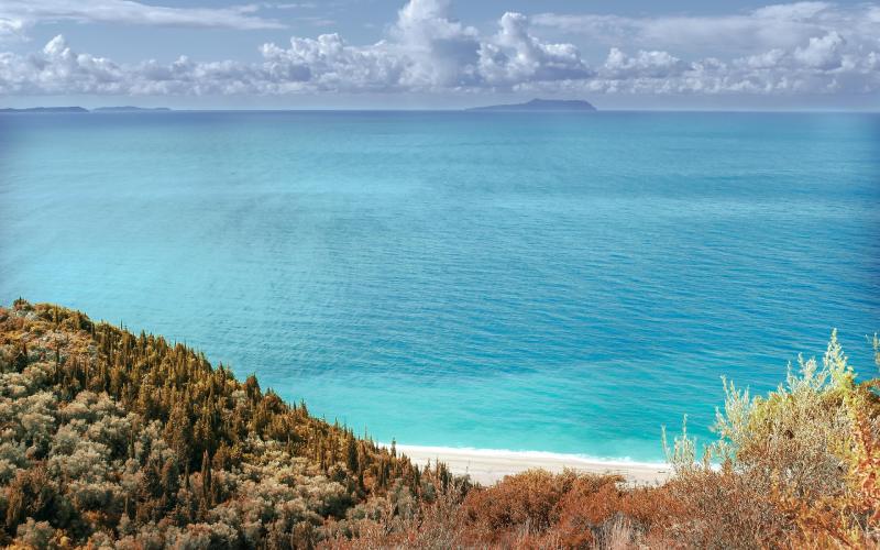 Beautiful seascape in Albania with gentle waves