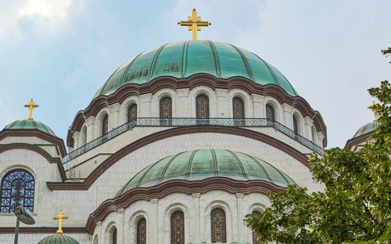 Beautiful architecture of Saint Sava Church in Belgrade, Serbia